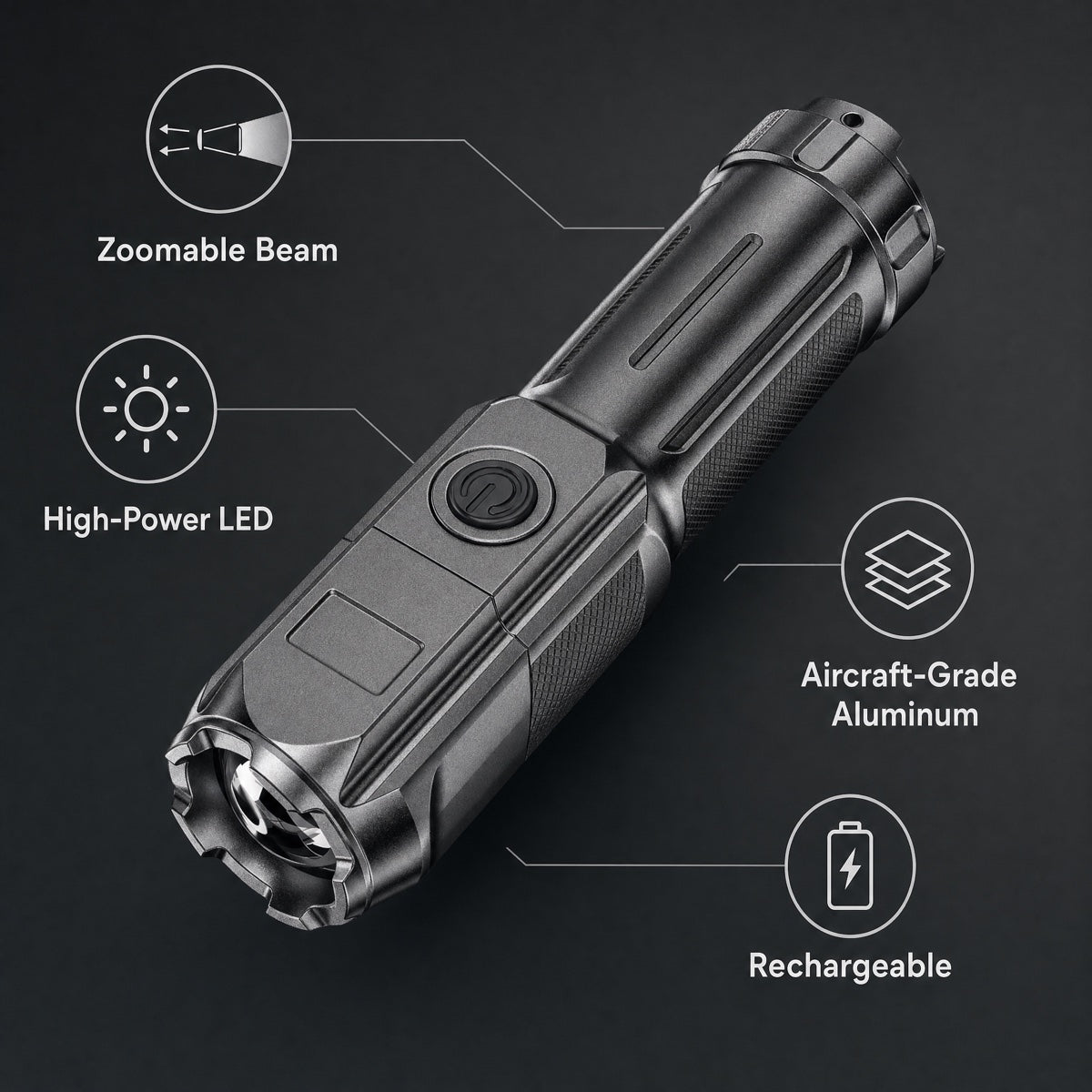 High-Powered Tactical LED Flashlight – Rechargeable Outdoor Flashlight
